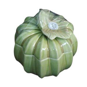 Olfaire Majolica Rustic Covered Pumpkin Tureen with lid